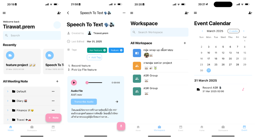 Diary App with ASR Model - Senior Project